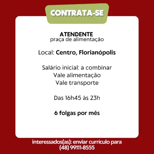 Atendente em praça de alimentação