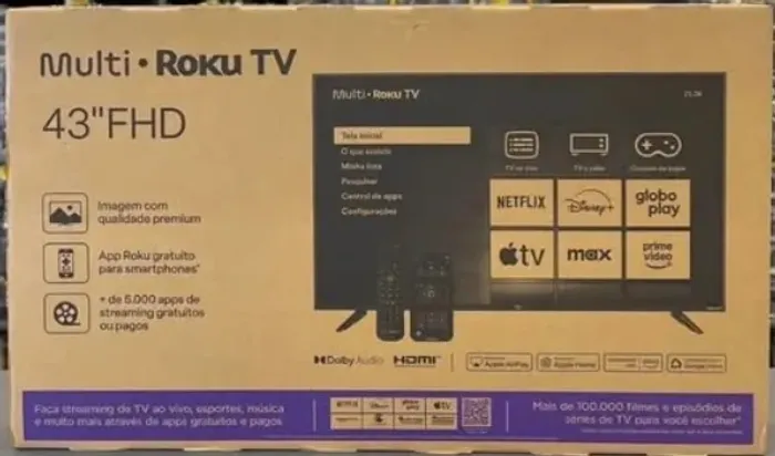 (Novo) Smart TV Multi Roku 43" Smart DLED com imagem FHD Wi-fi 3 HDMI compatível com Alexa