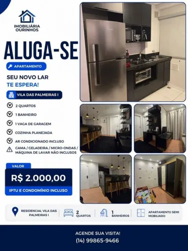 Apartamento com 2 Quarto(s) e 1 banheiro(s) para Alugar, 45 m² por R$ 2222 / Mês
