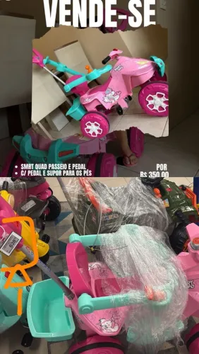 quadriciclo infantil passeio e pedal haste empurrador