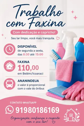 Faxineira ou doméstica disponível 