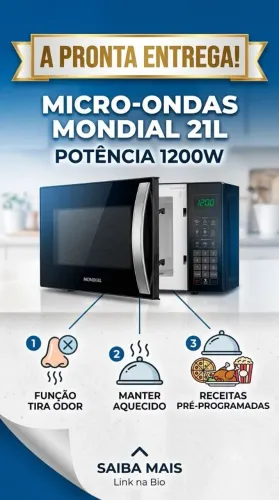 Micro-ondas 21 litros 1200w Função tira odor e manter Aquecido o prato