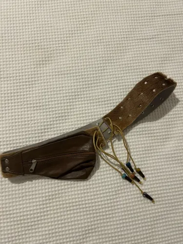 Cinto pochete boho couro