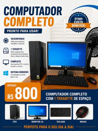 Computador para trabalhar ou estudar 