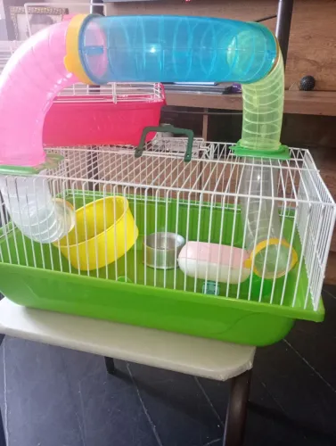 Gaiola de hamster colorida pouco usada