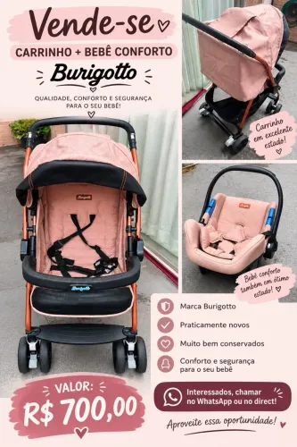 Carrinho de bebê + bebê conforto Burigotto 