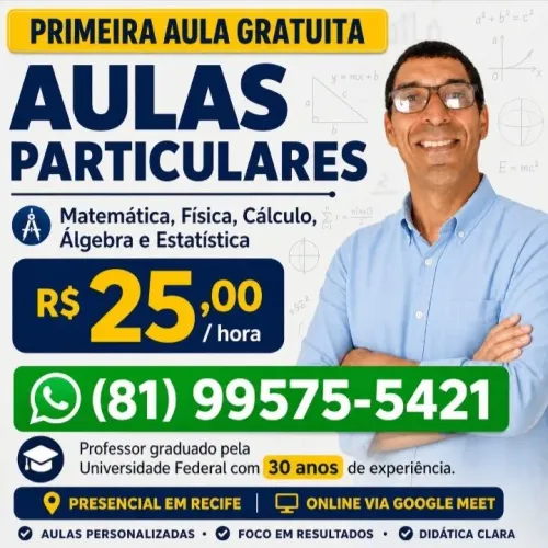 PROFESSOR PARTICULAR ONLINE DE CALCULO VIA GOOGLE MEET