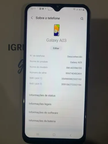 Galaxy A03 para vender logo