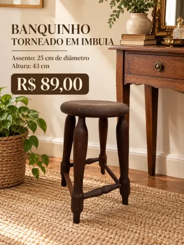 BANQUINHO TORNEADO EM IMBUIA