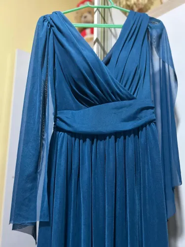 Vestido Longo de Festa Azul Petróleo - Usado Apenas Uma Vez