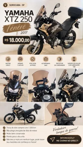 Yamaha XTZ 250 Tenere/tenere Blueflex 2017