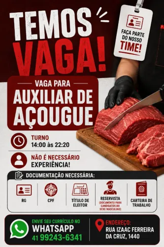 Auxiliar de açougue - sem experiência 