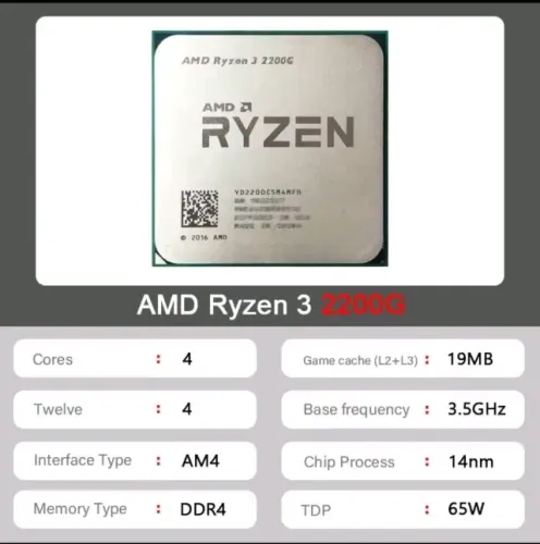 Processador AMD Ryzen 3 2200G - Socket AM4 (Com Vídeo Integrado Vega 8