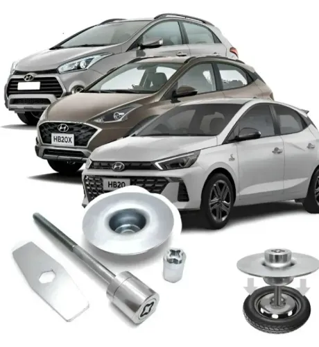 Kit Trava Antifurto Estepe Hyundai HB-20_Aceito Cartão