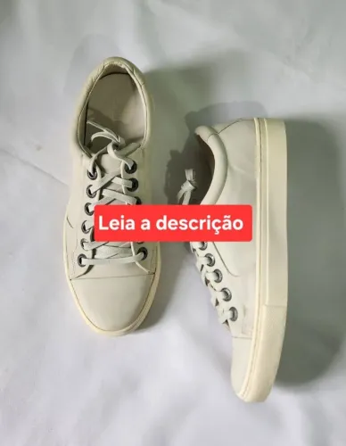 Tênis Casual Noir Le Lis Couro Off White cinza bege 41 - leia a descrição
