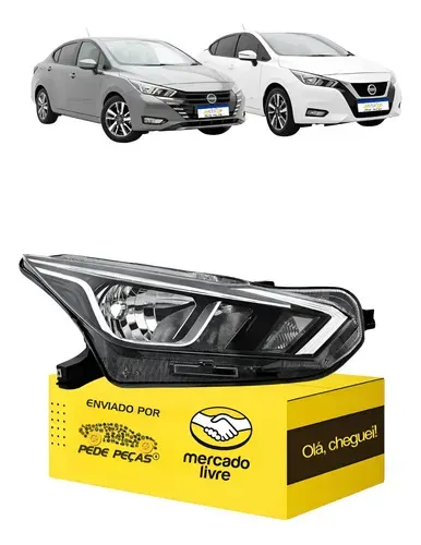 Farol Nissan Versa Sense 2021 22 23 24 25 2026 C/avaria Ld Direito/passageiro