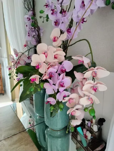 Arranjo Orquídeas Artificiais Luxo 3 Hastes 80cm