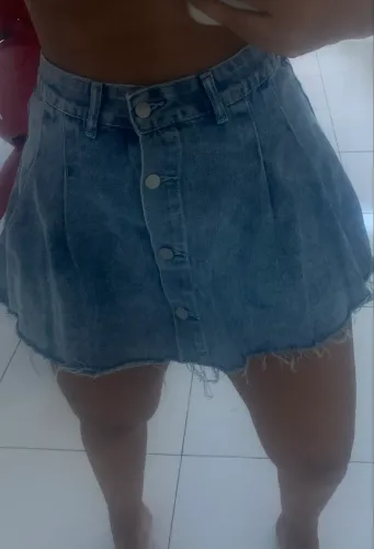 saia jeans plissada linda e estilosa para festas