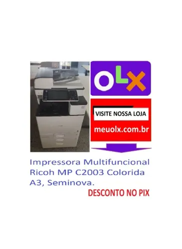 Impressora Profissional Multifuncional Ricoh MP C2003 Colorida A3, Seminova.