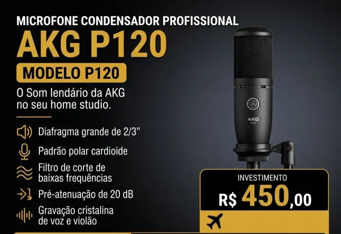 MICROFONE CONDENSADOR AKG P120