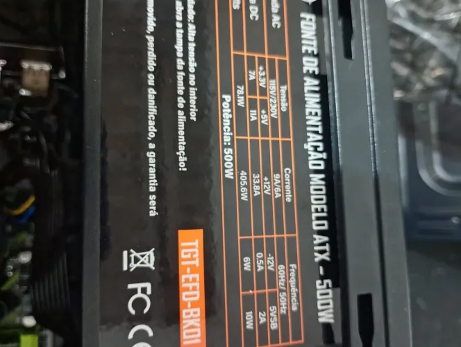 Fonte de alimentação Modelo ATX - 500W
