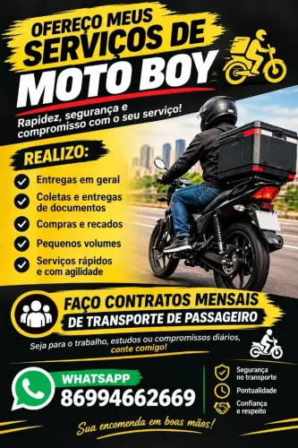 ofereço meus serviços de moto boy ou moto entregador