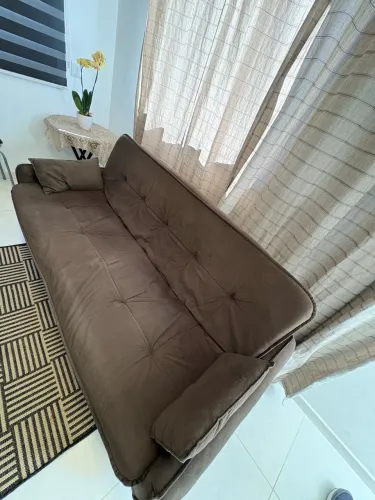 Sofá-Cama Casal 3 Lugares Suede