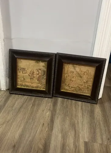 Conjunto de tapeçarias gobelin com molduras