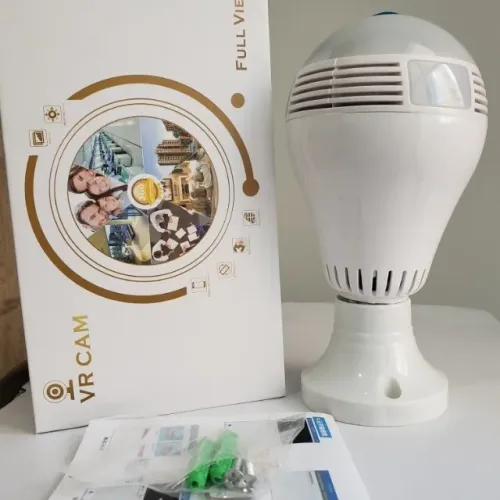 Câmera Lâmpada Wi-Fi, olho de peixe com audio. App V380