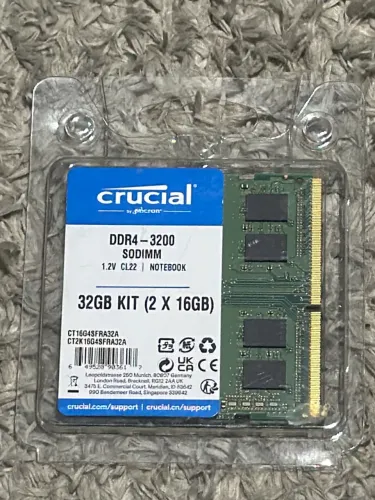 Crucial Kit RAM DDR4 de 32 GB (2 x 16 GB), memória de laptop CL22 de 3200 MHz (PC4-25600)