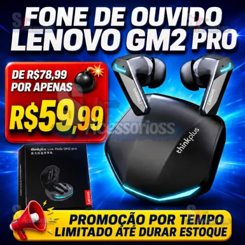 Fone de Ouvido Lenovo GM2 Pro Bluetooth