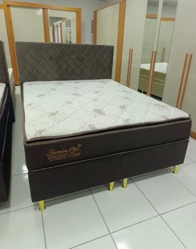 Cama Box Queen Jasmim Plus Excellence com Pillow Top (Base bipartida + Colchão)