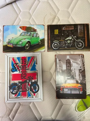 4 placas decorativas de parede carros e motos