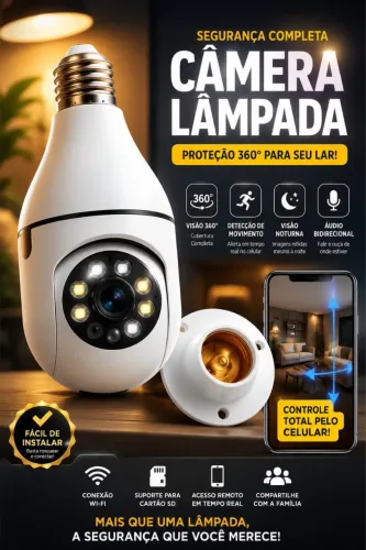 Lâmpada espiã câmera e led