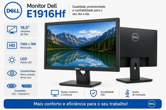 Monitor Dell E1916H 18,5" LED HD VGA DisplayPort