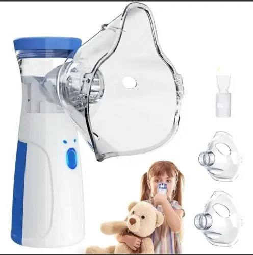 Nebulizador Portátil funciona a pilhas e com cabo USB tipo C - Acompanha um cabo.