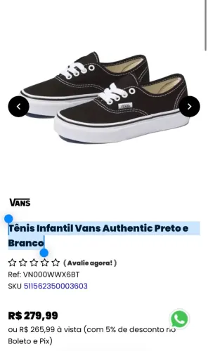 Tênis vans infantil 