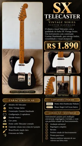SX Telecaster Vintage Series - Mini Humbucker Pinheiro + Cacau Santos