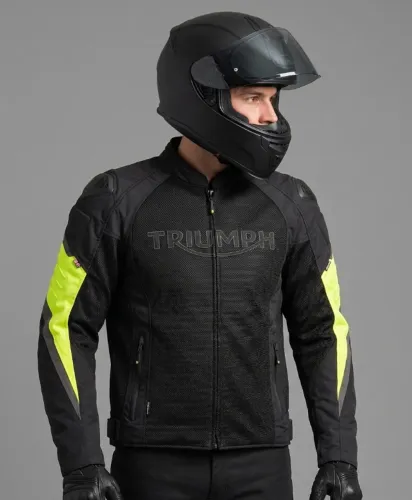Jaqueta Triumph Triple Mesh Ventilada Preta E Amarela