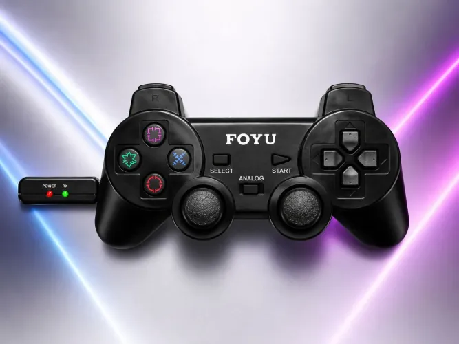 Controle Sem Fio PS2 Foyu Com Receptor Wireless.