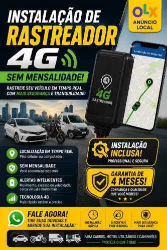 Rastreador 4G Sem Mensalidade + Instalação Inclusa + Garantia