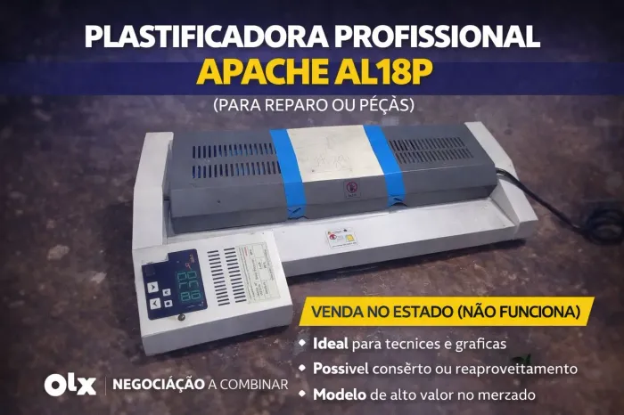 Plastificadora Profissional Apache AL18P (para reparo ou peças)