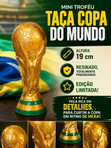 troféu copa do mundo 19 cm altura