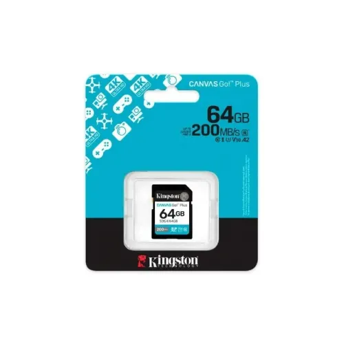 CARTAO DE MEMORIA SD 64GB KINGSTON CANVAS GO PLUS LEITURA 200MB/S - LOJA DADO DIGITAL