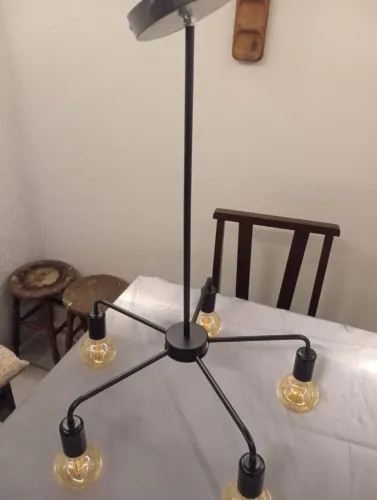 Lustre Pendente Drops Taschibra (Preto) + 5 Lâmpadas Filamento LED Vintage 4W Taschibra