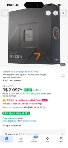 Processador gamer AMD Ryzen 7 7700X lacrado