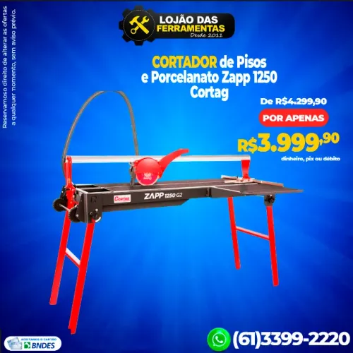 Cortador de Pisos e Porcelanato Cortag Zapp 1250