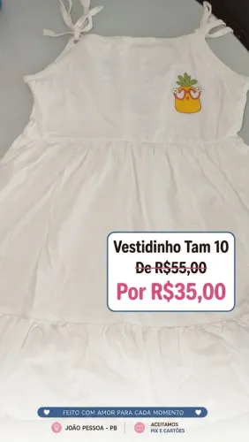 Vestido infantil algodão menina 10 anos cor marfim