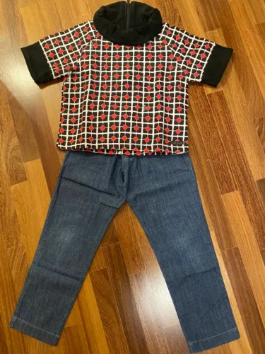 Calça jeans e blusa flanelada manga curta GREEN