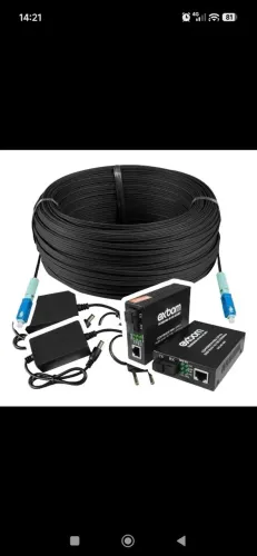 Kit rede conversor fibra óptica 100 metros